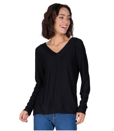 Blusa Feminina Manga Longa Infinita Cor Preto