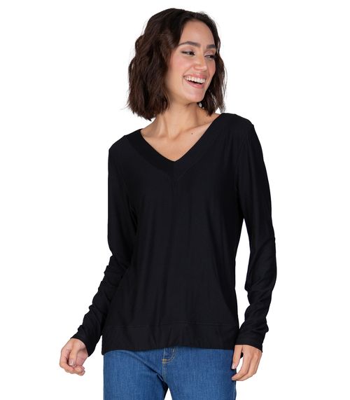 Blusa Feminina Manga Longa Infinita Cor Preto