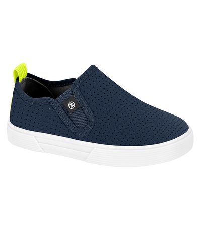 Tênis Slip On Molekinho Marinho e Verde Neon Infantil Masculino