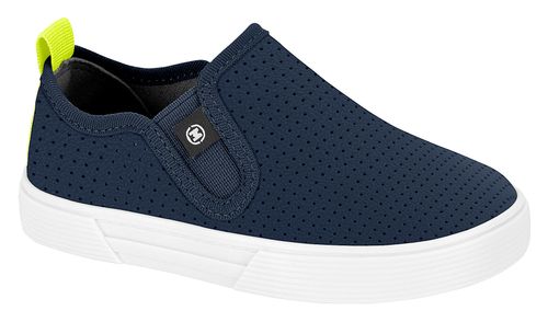 Tênis Slip On Molekinho Marinho e Verde Neon Infantil Masculino