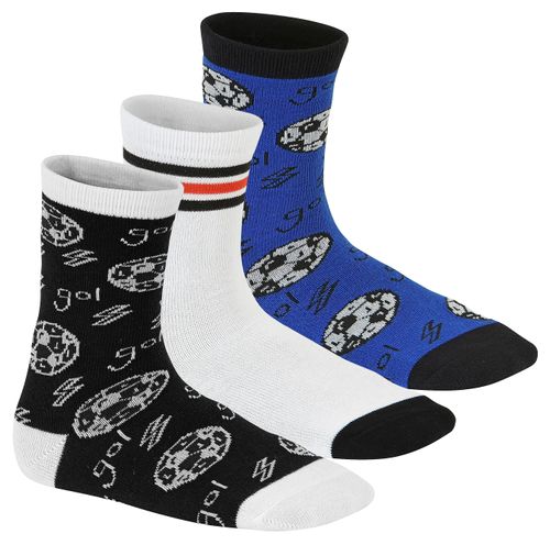 Meia Cano Alto 3 Pares Molekinho Azul Branco e Preto Infantil Masculino
