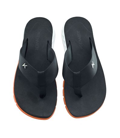 Chinelo Dedo Kenner Rakka Preto Branco e Laranja Masculino