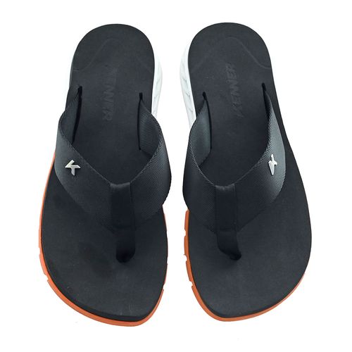 Chinelo Dedo Kenner Rakka Preto Branco e Laranja Masculino