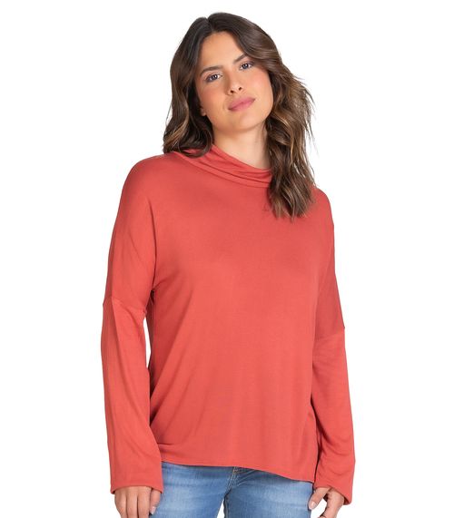 Blusa Maga Longa Malha Tricot Infinita Cor Marrom