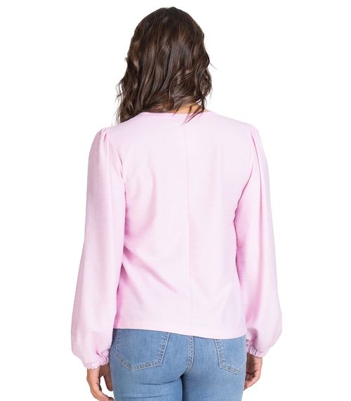 Blusa Manga Longa 7/8 Infinita Cor Rosa