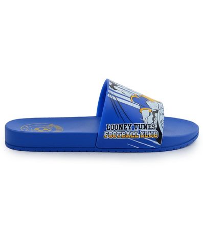 Chinelo Slide Grendene Looney Tunes Azul e Branco Infantil