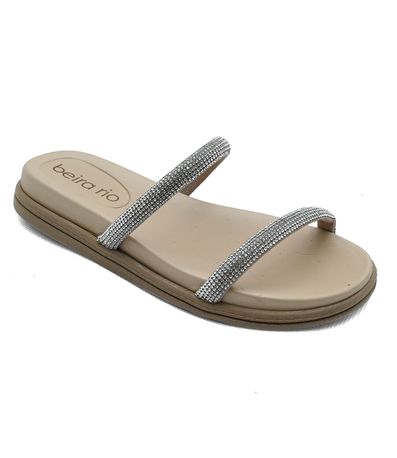 Tamanco Flatform Beira Rio Strass Bege Feminino
