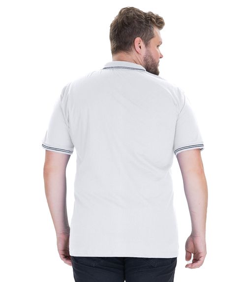 Camisa Polo Masculina Plus Size MMT Branco