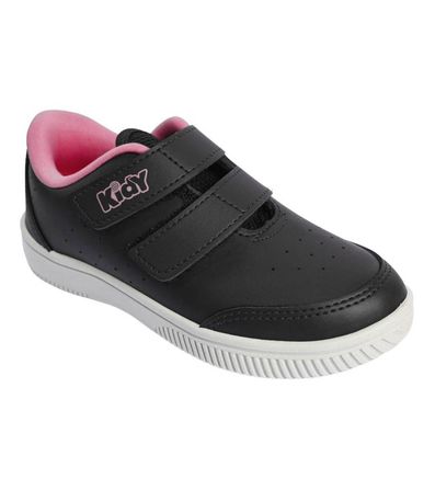 Tênis Infantil Kidy Velcro Preto e Rosa