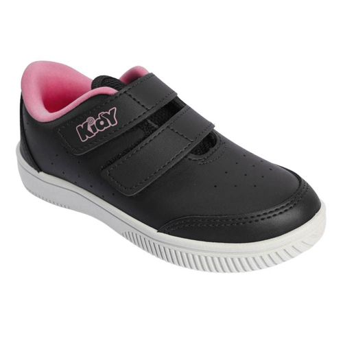 Tênis Infantil Kidy Velcro Preto e Rosa