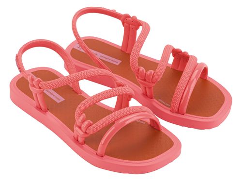 Sandália Flats Grendene Solar Rosa e Marrom Juvenil Feminina