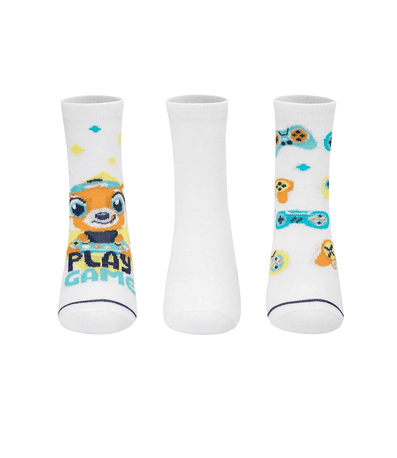 Meia Casual Puket Game 3 Pares Branca