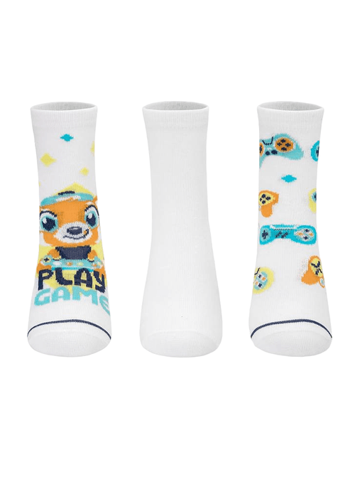 Meia Casual Puket Game 3 Pares Branca