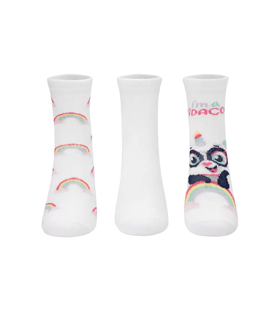 Meia Casual Puket Arco Iris 3 Pares Branca