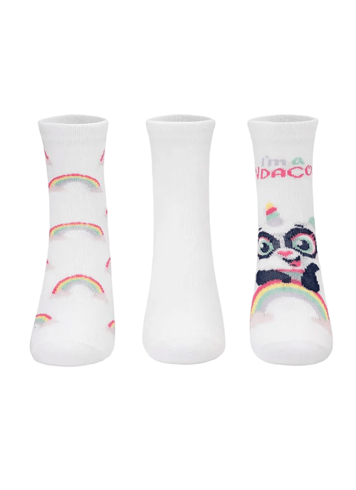 Meia Casual Puket Arco Iris 3 Pares Branca