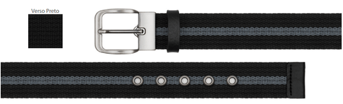 Cinto America Dupla Face Lona Cinza Masculino