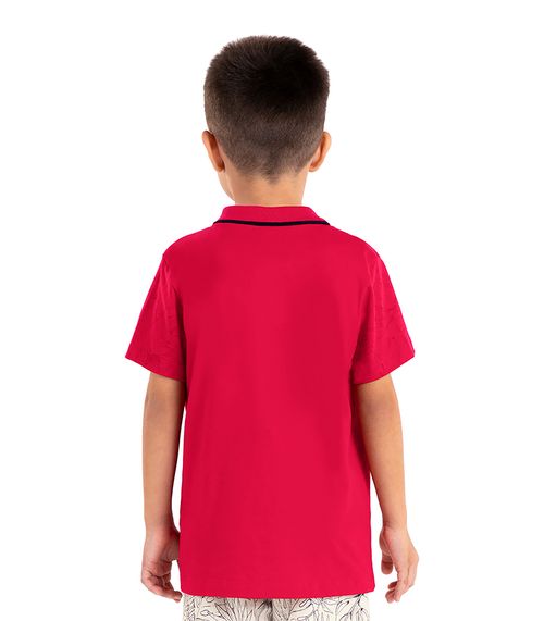 Camisa Polo Infantil Meia Malha Rovi Kids Vermelho
