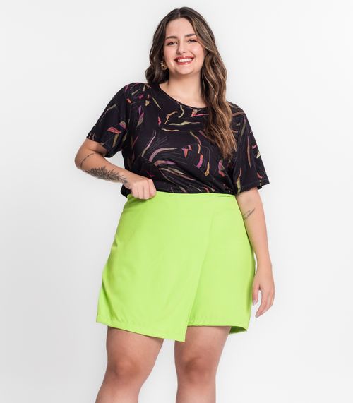 Shorts Saia Feminino Plus Size Secret Glam Verde