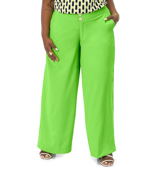 Calça Feminina Plus Size Em Crepe Secret Glam Verde