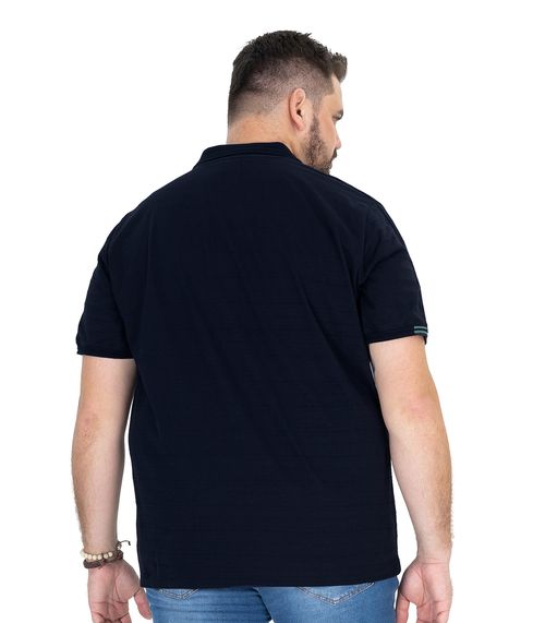 Camisa Polo Plus Size Malha Maquinetada Diametro Azul