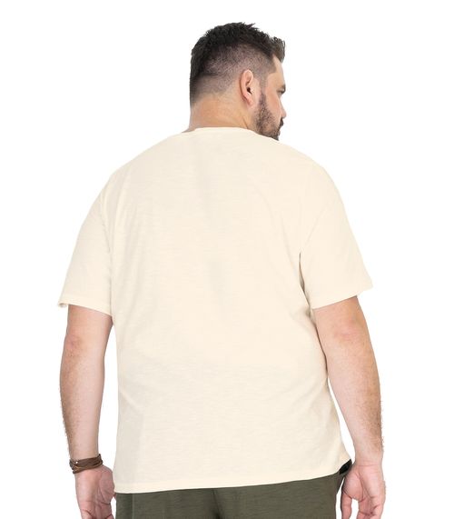 Camiseta Plus Size Masculina Meia Malha Diametro Bege