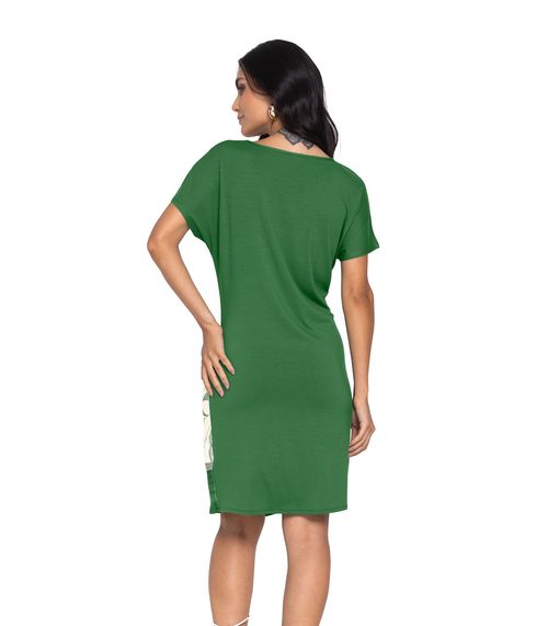 Vestido Estampado Decote Redondo Rovitex Verde