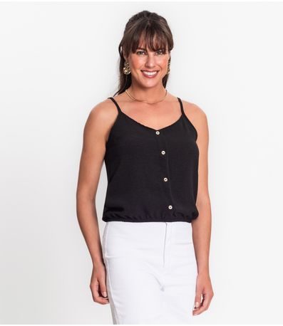 Blusa De Alça Feminina Com Botões Rovitex Preto