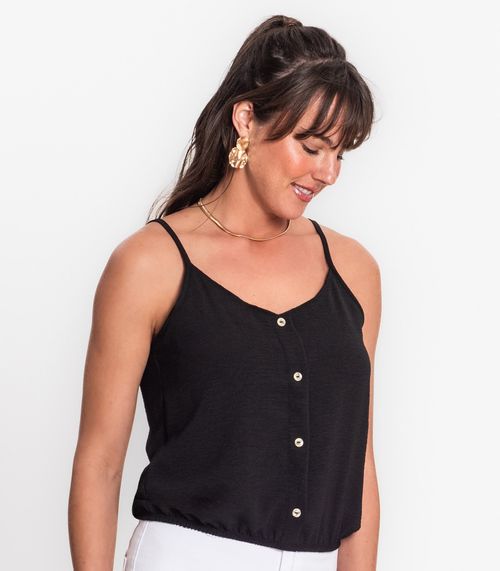 Blusa De Alça Feminina Com Botões Rovitex Preto