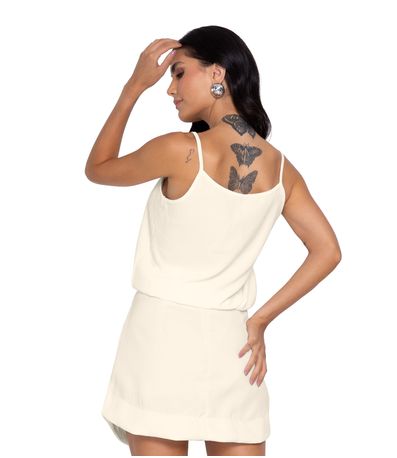 Blusa De Alça Feminina Com Botões Rovitex Bege