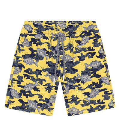 Bermuda Infantil Estampa De Peixes Trick Nick Amarelo