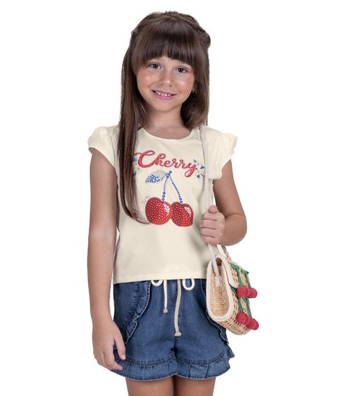 Conjunto Infantil Menina Cherry Trick Nick Bege